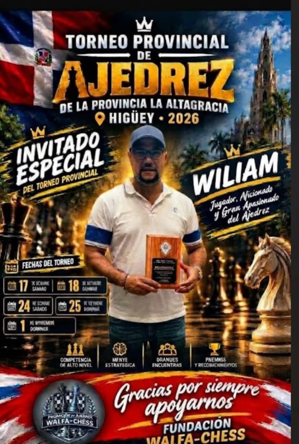 William Arias, invitado especial del Torneo Provincial de Ajedrez de La Altagracia 2026